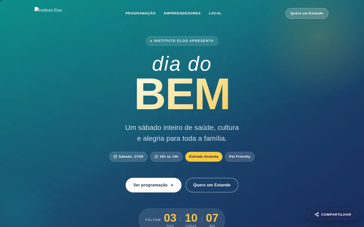 Página inicial do projeto Dia do Bem
